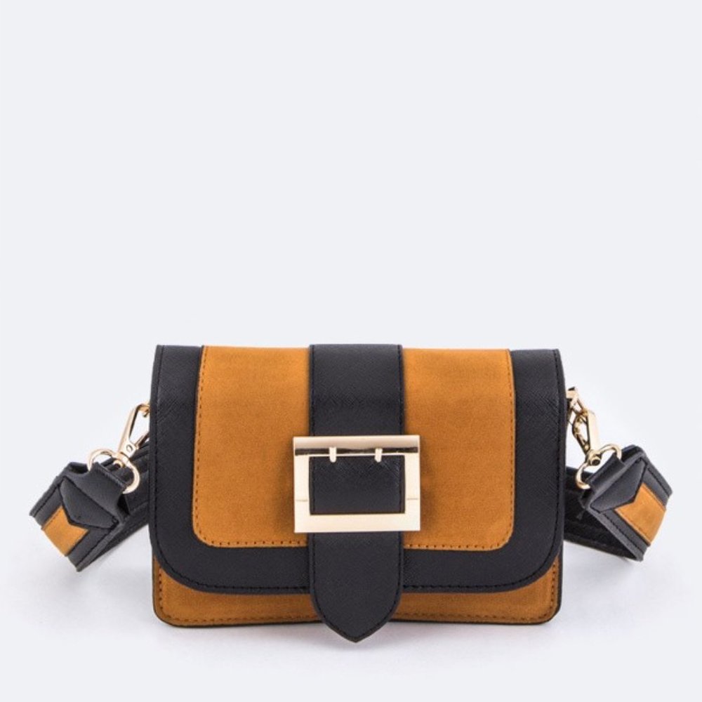 Camel Buckle Strap Shoulder Bag